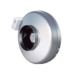 Östberg CK circular inline duct fan, galvanised steel housing with duct connection and junction box